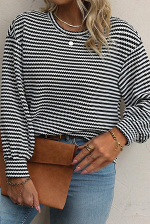 CURVY Grab N Go Simply Cute Stripped Top