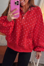 Polka Dot Snap Neck Pullover