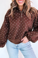 Polka Dot Snap Neck Pullover