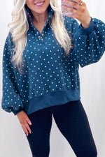Polka Dot Snap Neck Pullover