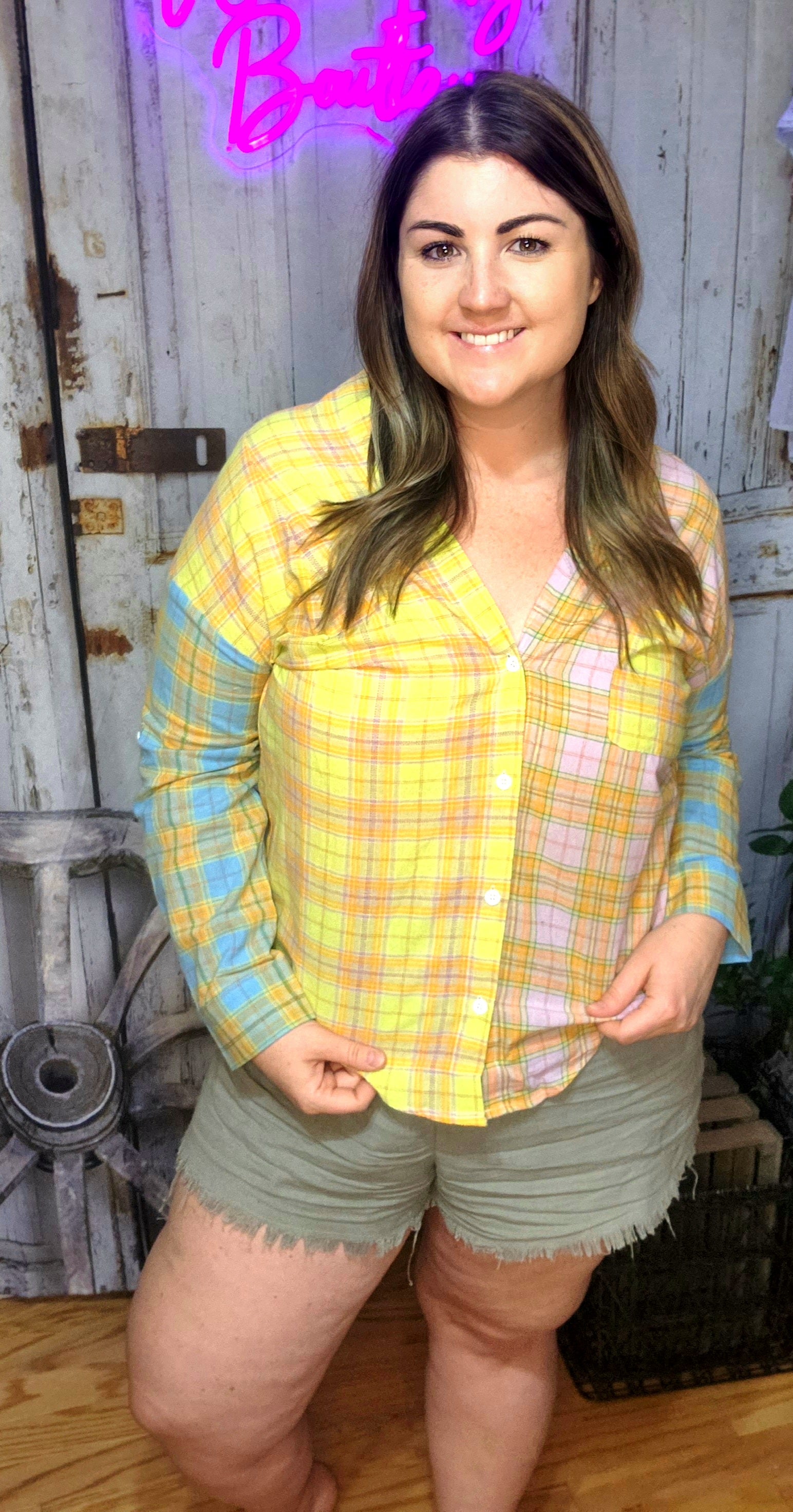 Pastel Plaid Top