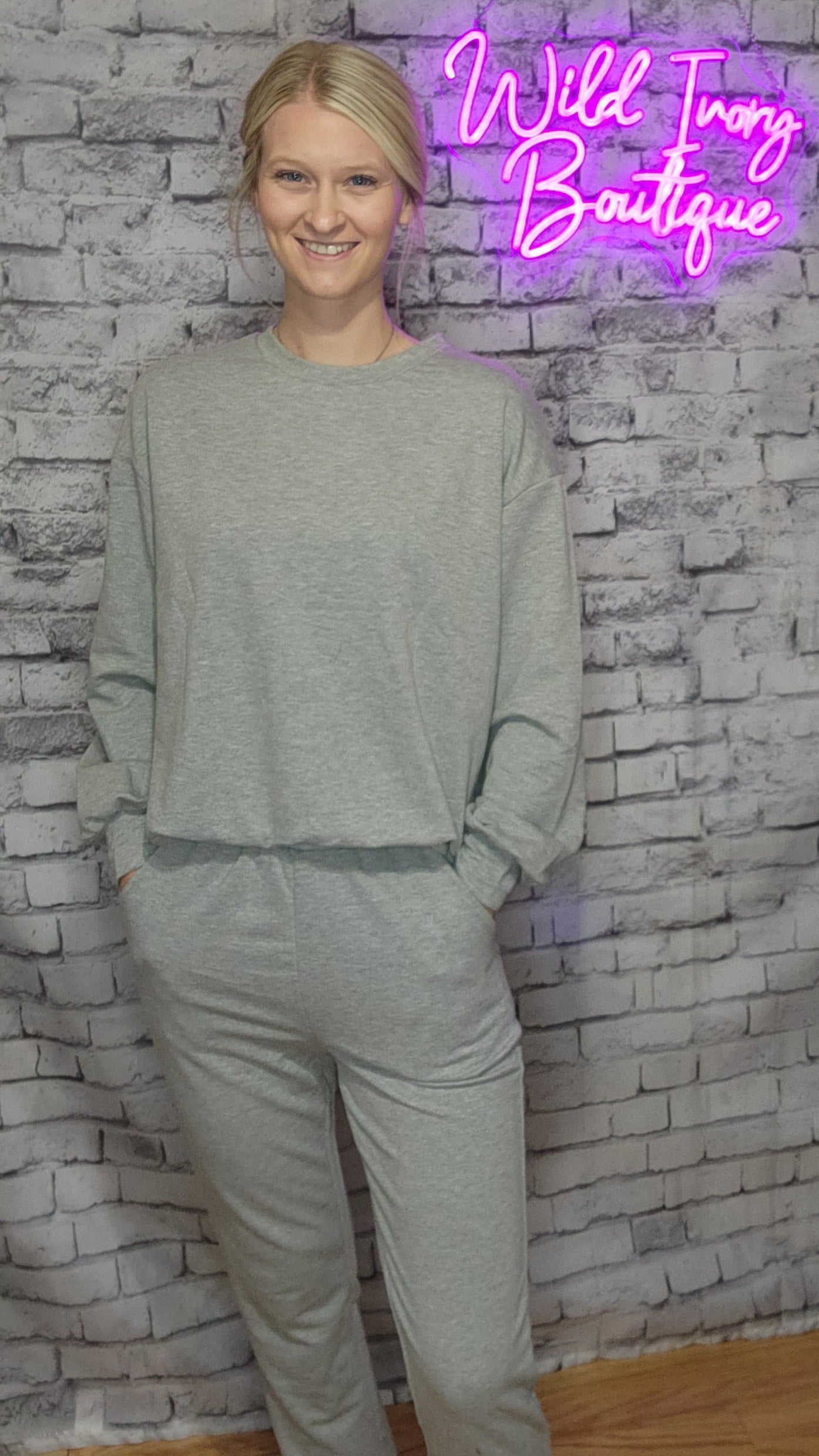 Gray Long Sleeve Lounge Set