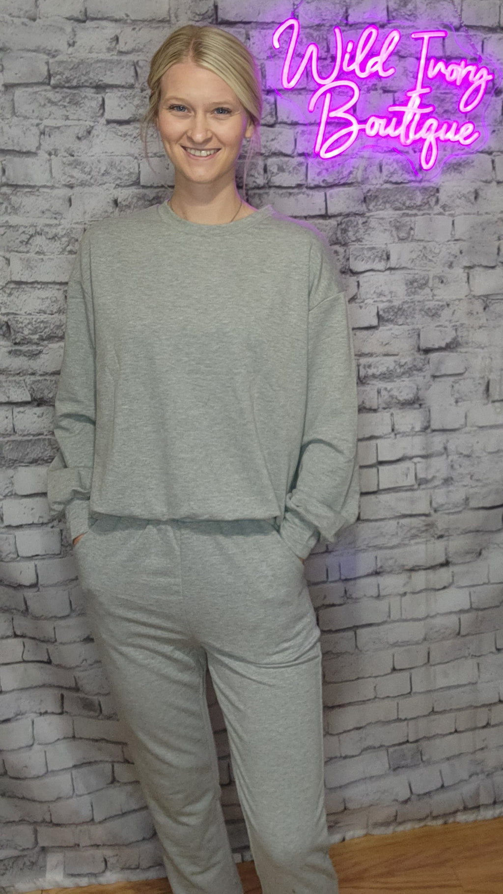 Gray Long Sleeve Lounge Set