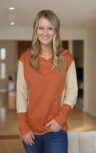 Contrast Hooded Pullover<2 colors>
