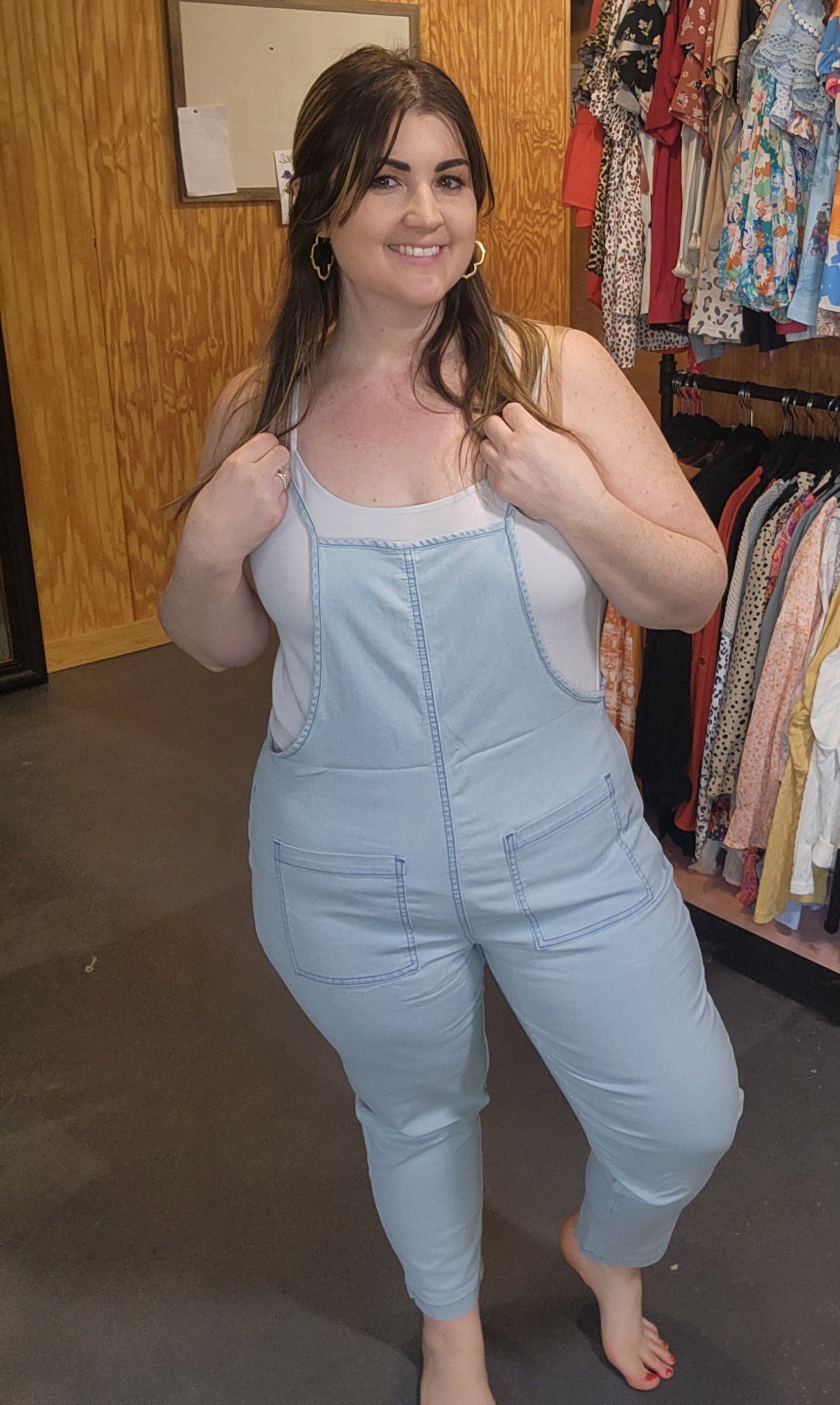 Chambray Pocketed Jean Jumpsuit