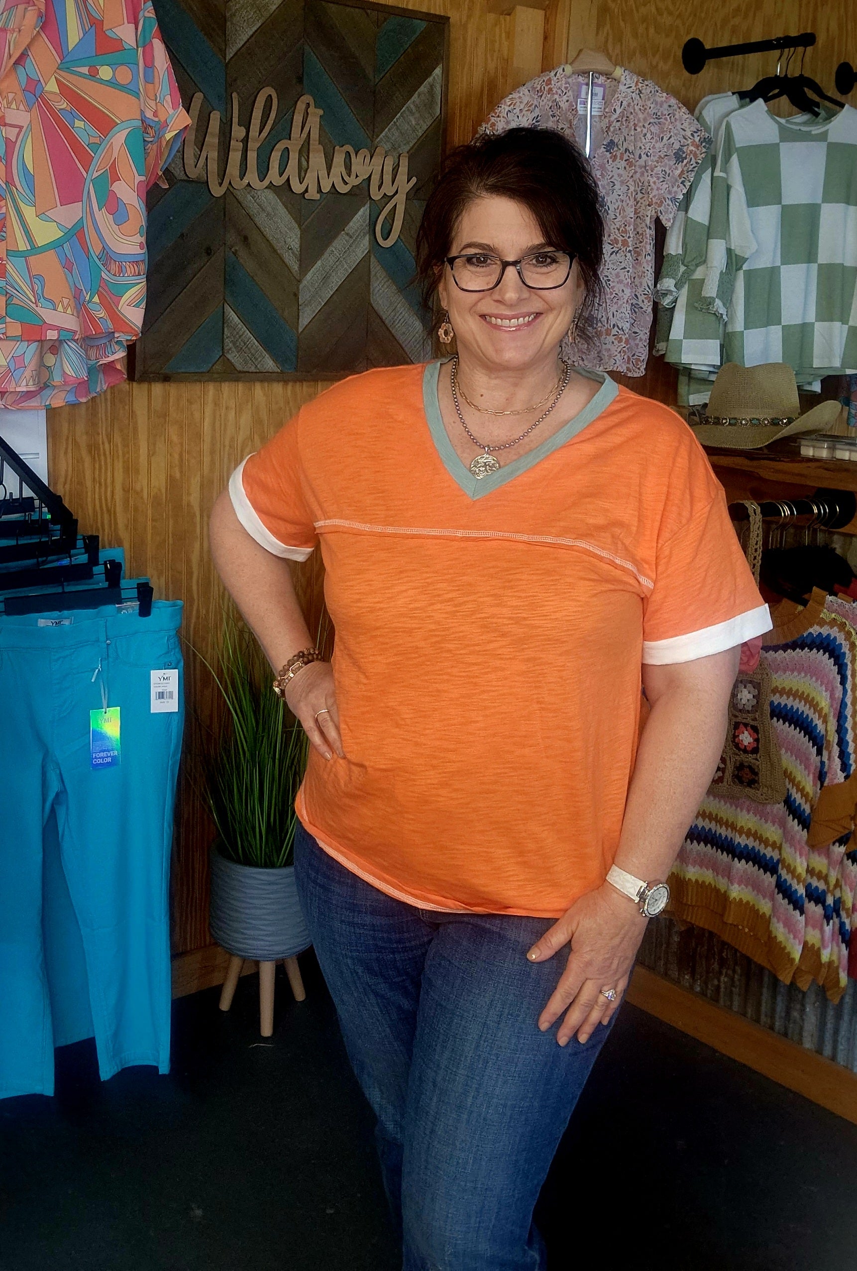 Casual Orange Comfy Top