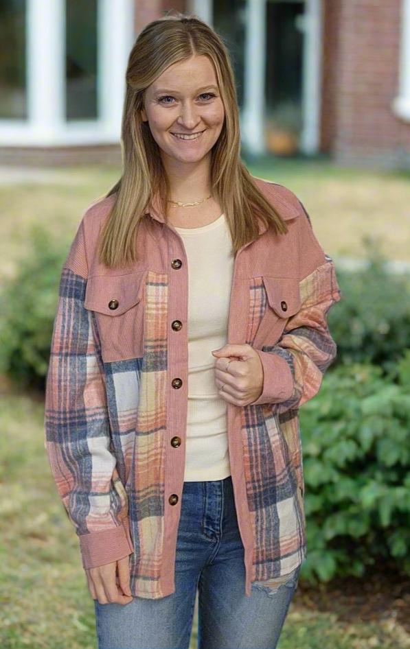 Plaid Corduroy Favorite Shacket