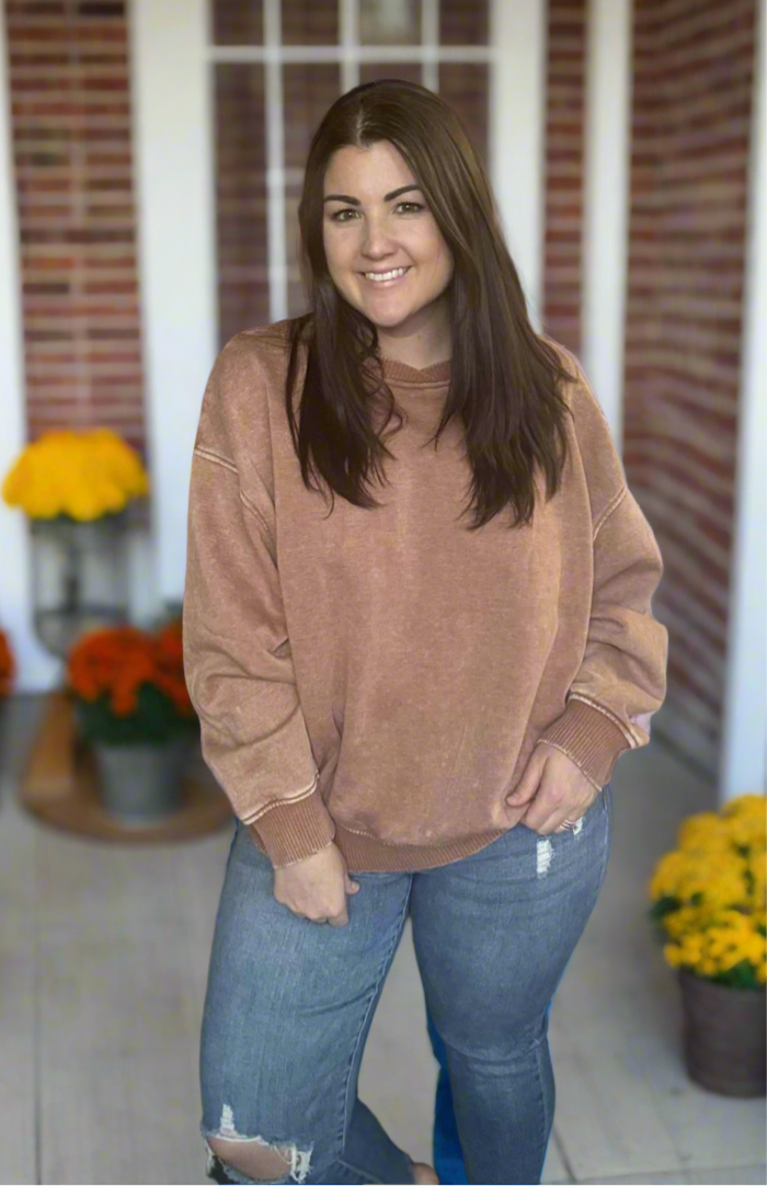 ACID WASH FLEECE OVERSIZED PULLOVER