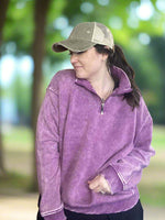 ACID WASH FLEECE HALF ZIP PULLOVER