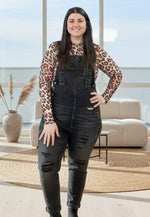 Distressed Wide Leg Denim Overall