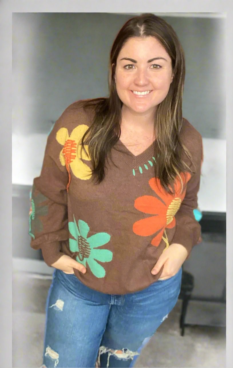 Shabby Chic BIG Flowers Sweater