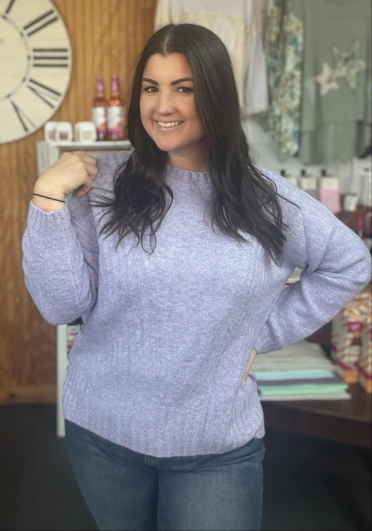 Lavendar Love Rib Accent Sweater