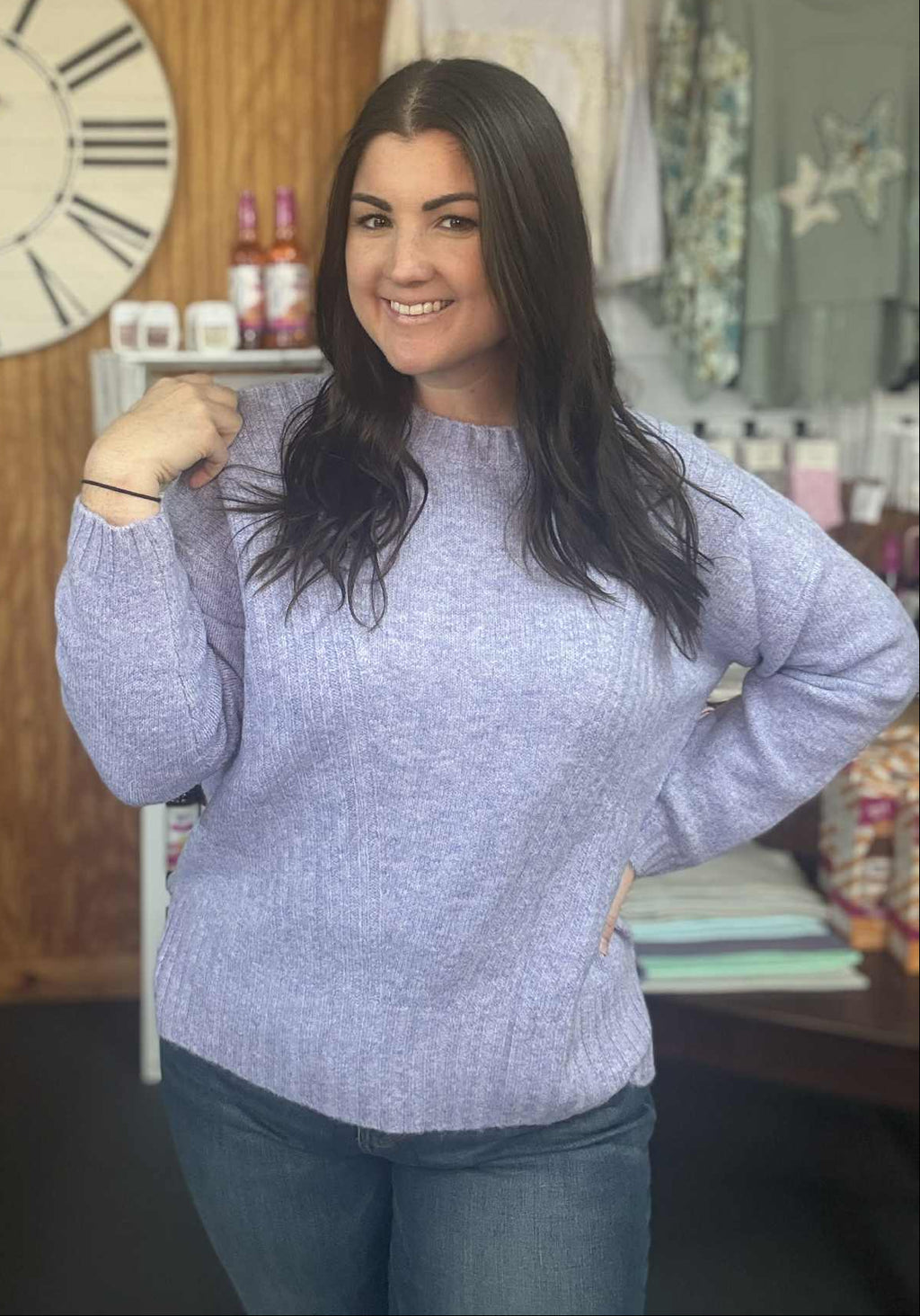 Lavendar Love Rib Accent Sweater
