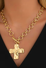 Cross My Hammered Heart Necklace
