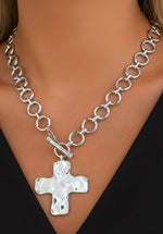 Cross My Hammered Heart Necklace