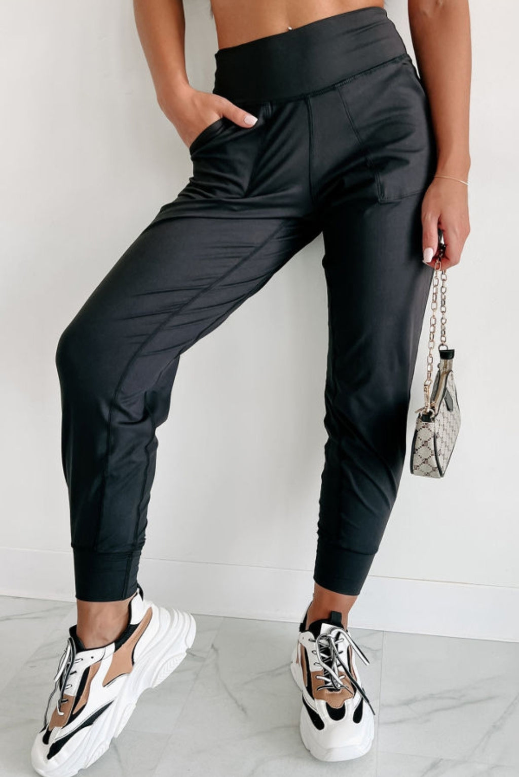 Exposed Hem High-Waist Jogger