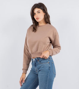 Basic Mocha Cropped Crew