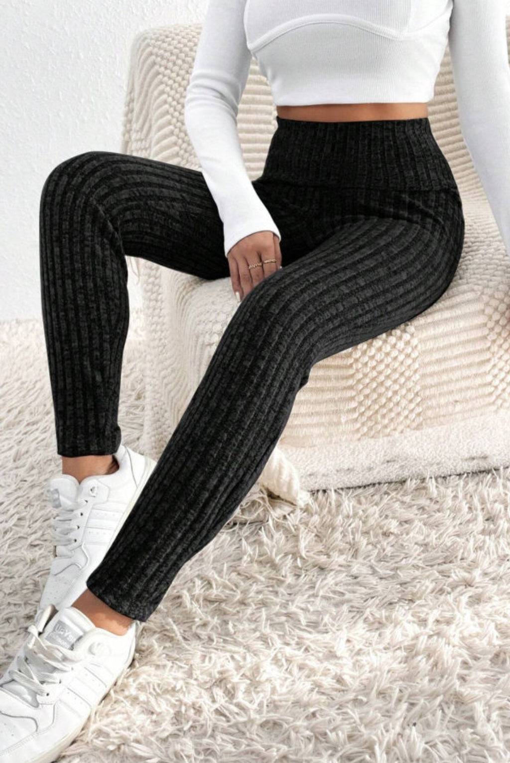 Black Rib Knit Leggings