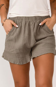 Khaki Ruffle Shorts