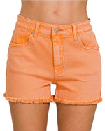 Zenana Washed / Frayed Shorts <4 colors>