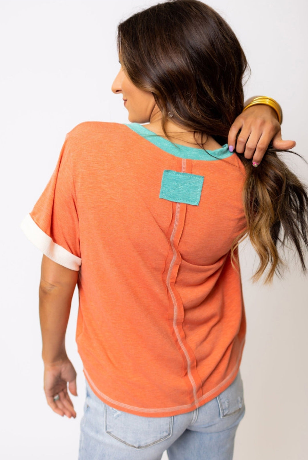 Casual Orange Comfy Top