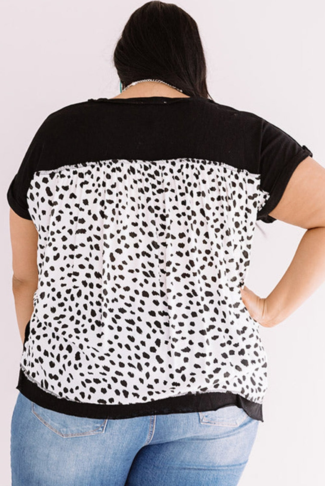 CURVY Black Front & Surprise Back Top