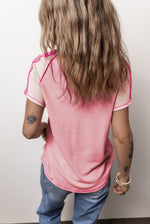 Hot Girl Pink Ribbed V-Neck