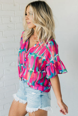 Pinks the Rage Abstract Top