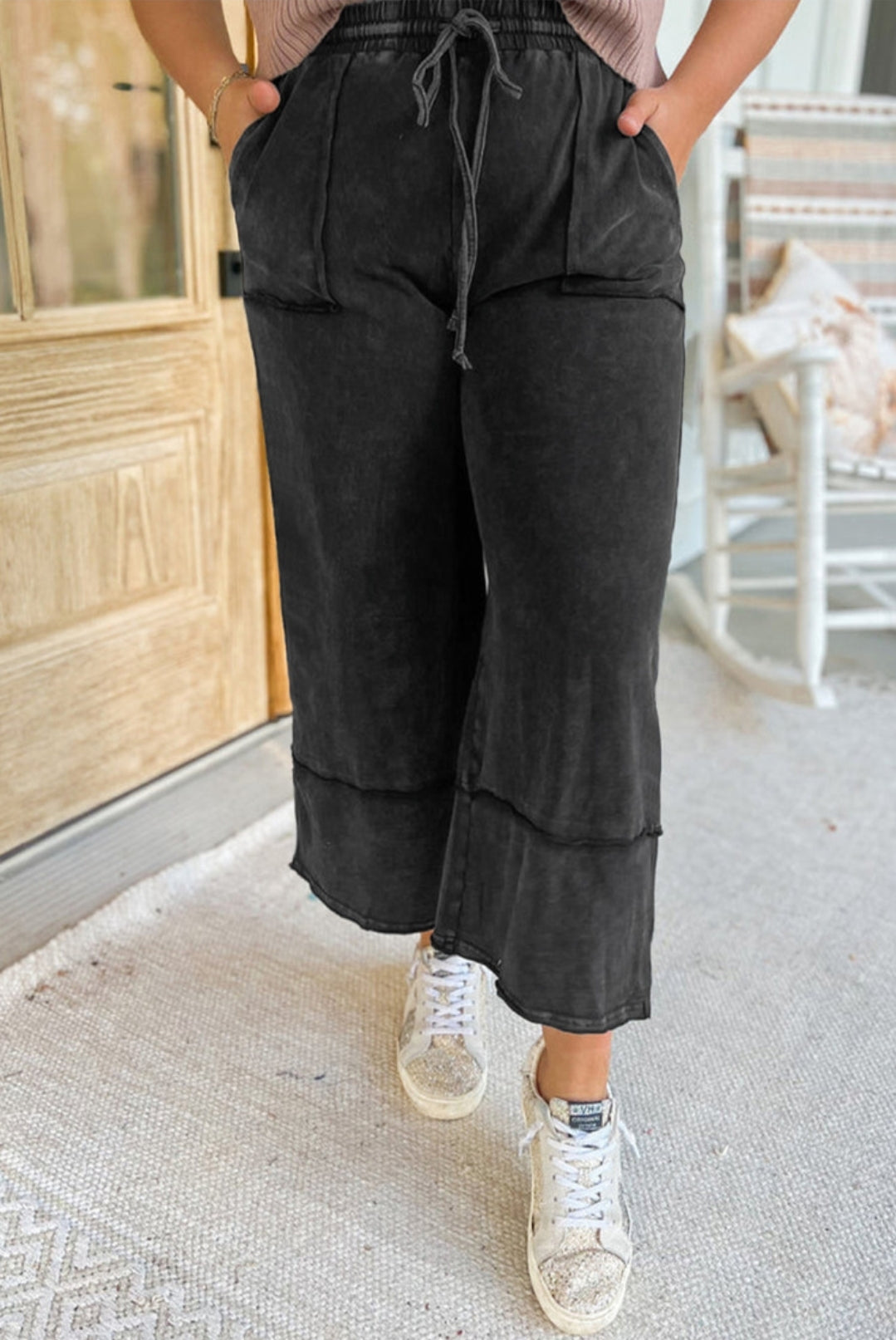 CURVY Cropped Drawstring Pants