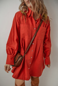 So Sweet Bishop Sleeve Button Up Dress