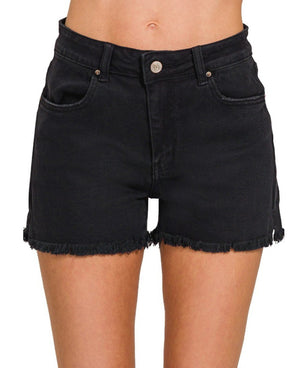 Zenana Washed / Frayed Shorts <4 colors>