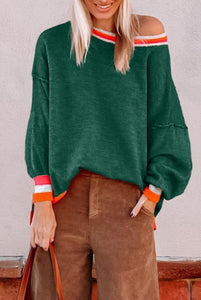 Striped Trim Pullover <2 colors>