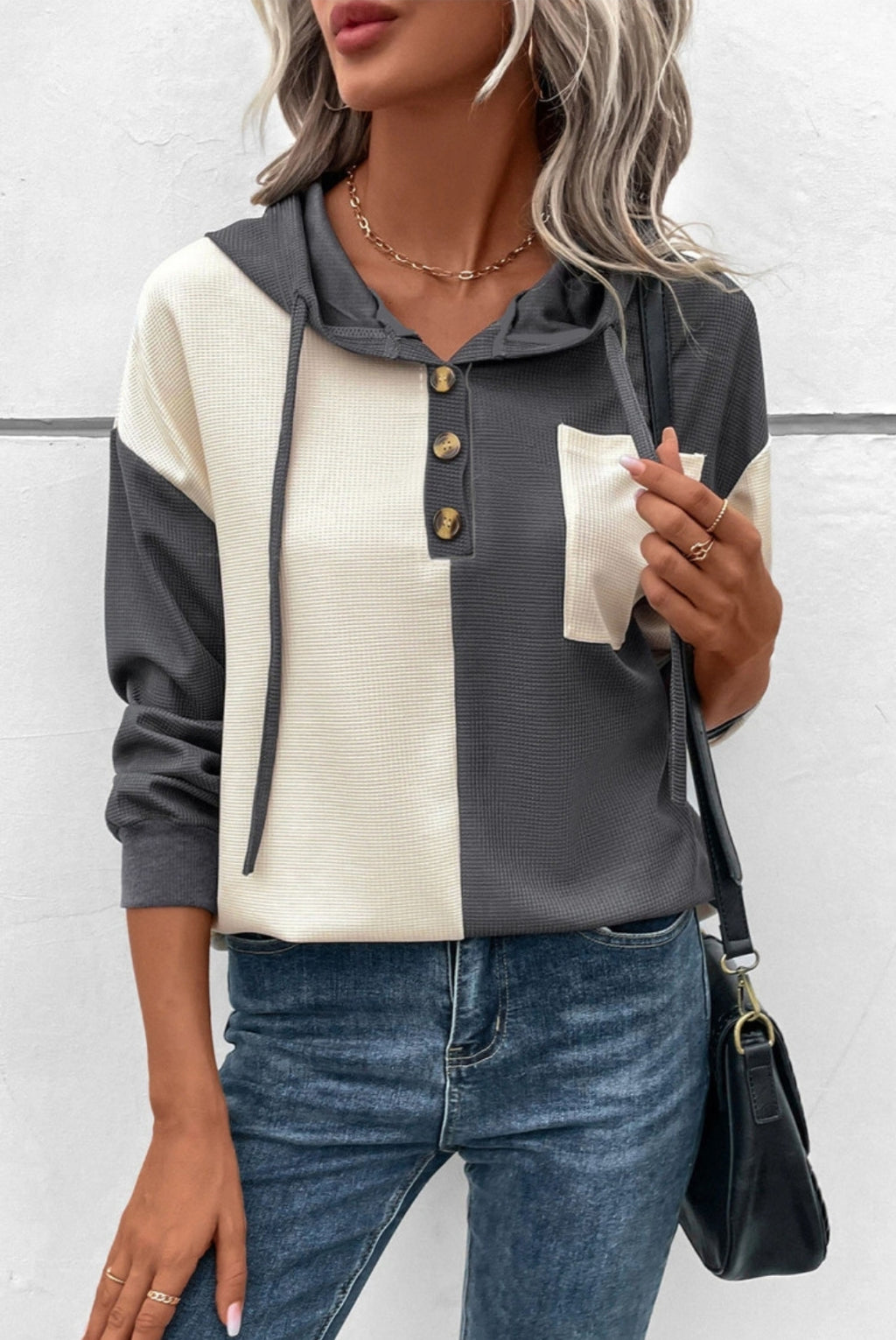 Gray Skies Color Block Hoodie