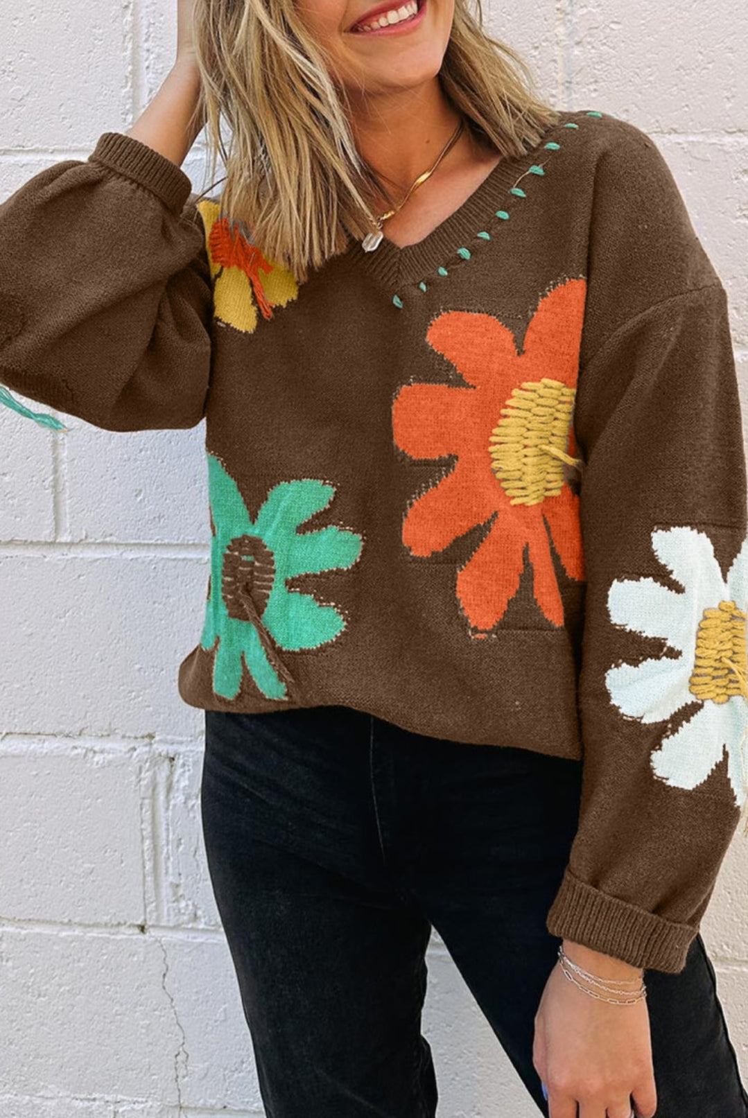 Shabby Chic BIG Flowers Sweater