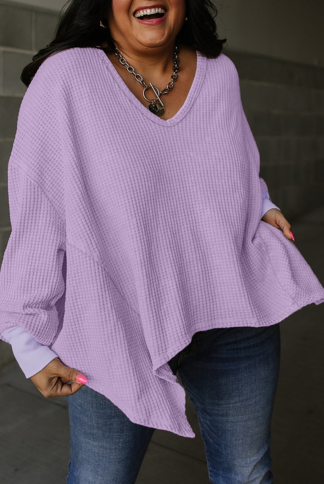 CURVY Orchid Waffle Knit Top