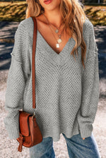 Open Knit V-Neck Sweater