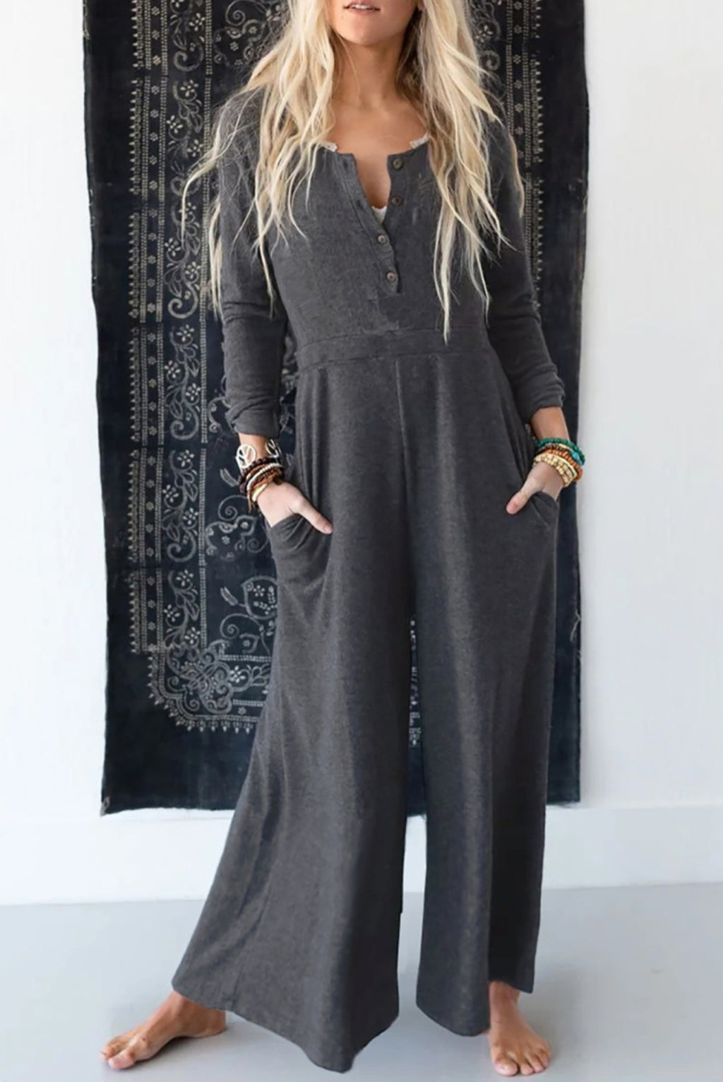 Easy Decision Gray Jumpsuit