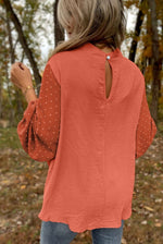 Rustic Orange Swiss Dot Sleeve Blouse