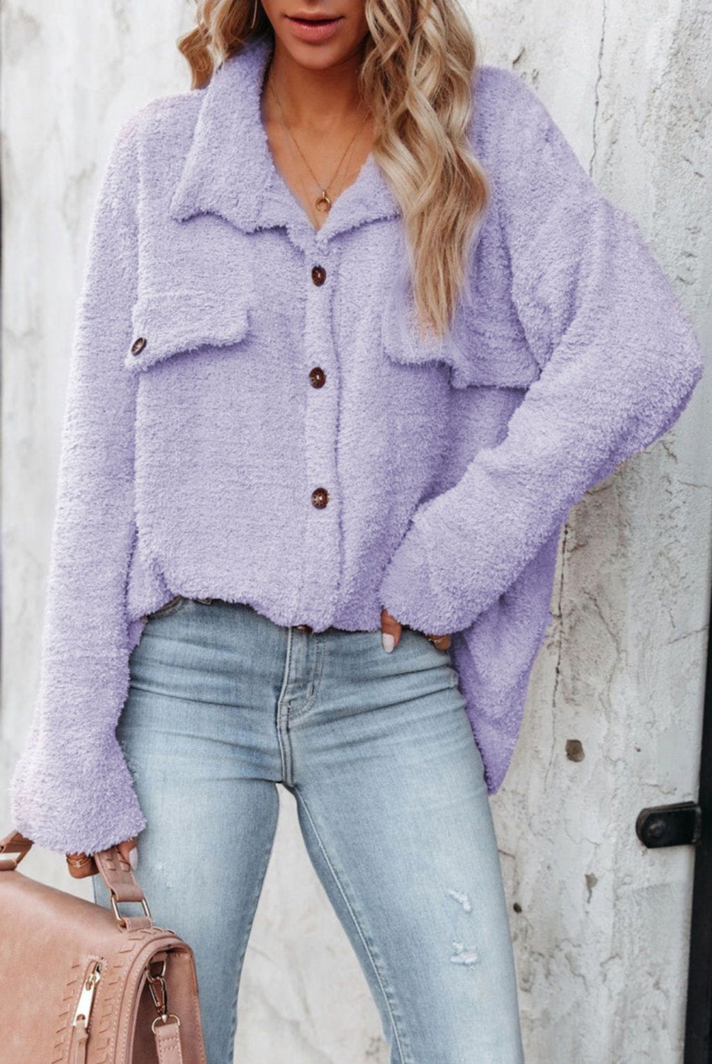 Plush Purple Button-up Jacket