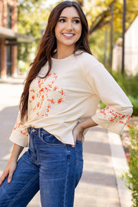 CURVY Exposed Hem Flower Top