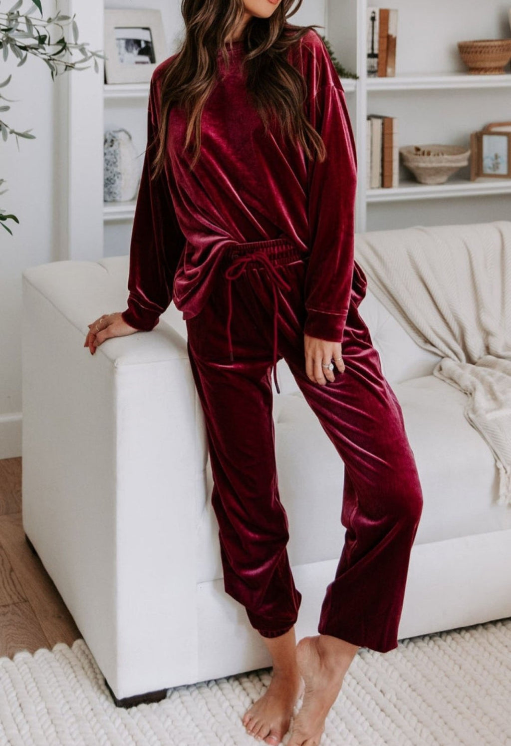 Firey Red Luxury Velvet 2 Pce Set