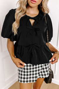 Bow Knot Black Peplum Top