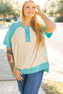 CURVY Wear it Proudly Mint Trim Top