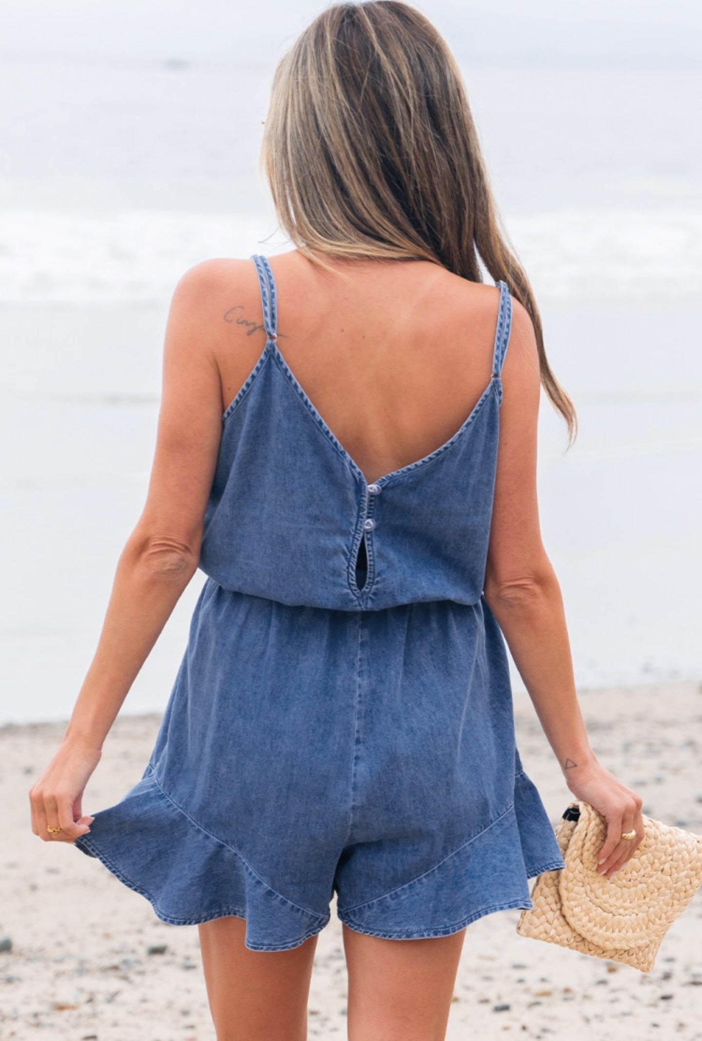 Step In Line Chambray Romper