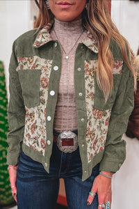 Sage Green Corduroy & Flowers Jacket