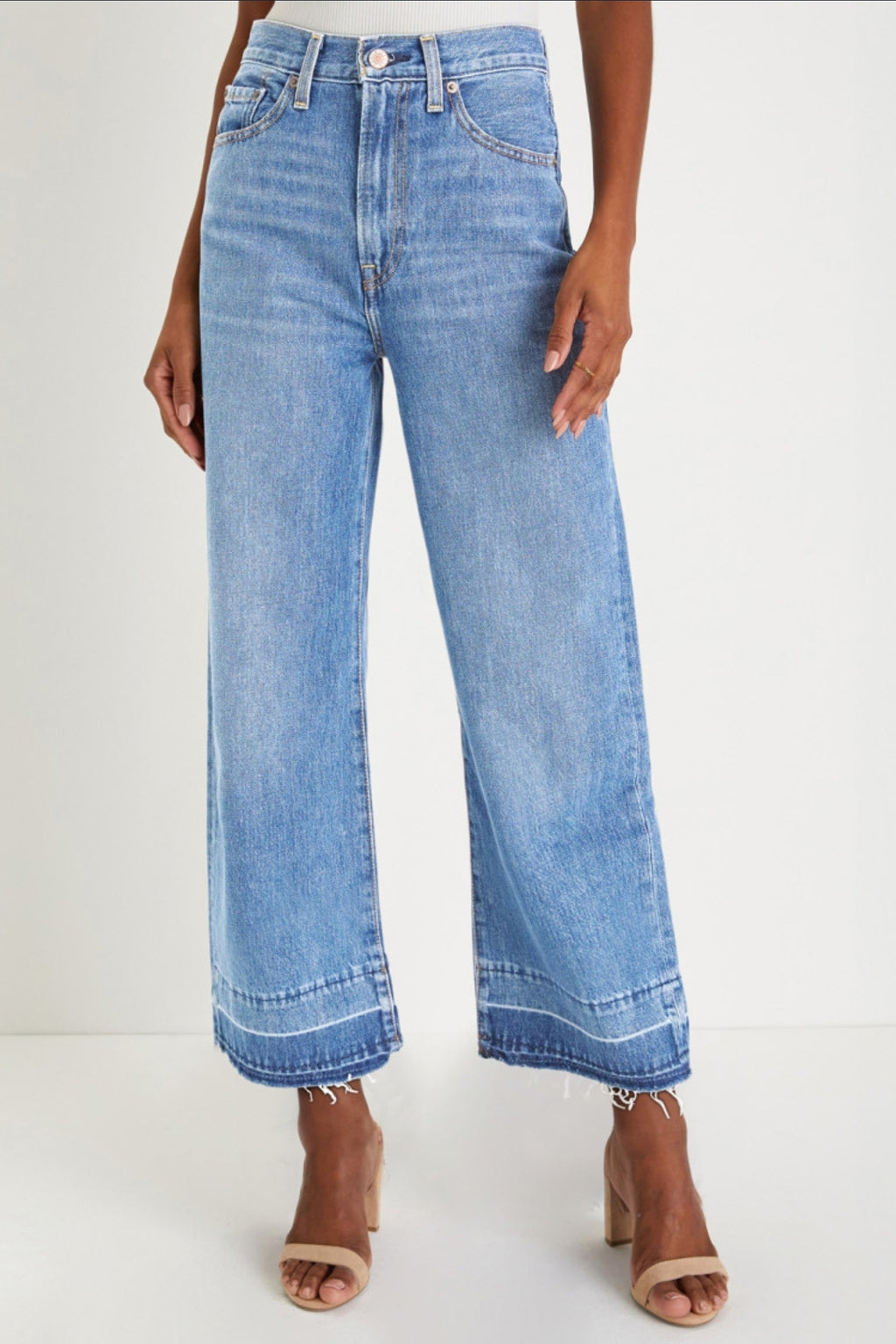 Raw Hem Straight Leg Loose High Wasit Denim