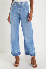 Raw Hem Straight Leg Loose High Wasit Denim