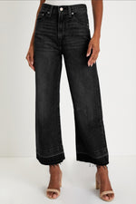 Raw Hem Straight Leg Loose High Wasit Denim