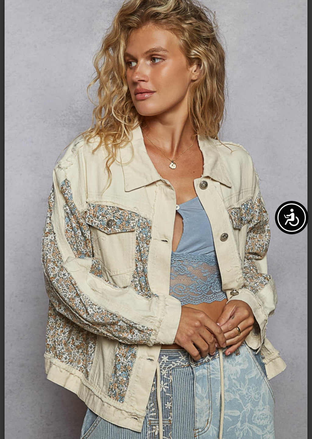 POL Vintage Floral Patchwork Jacket