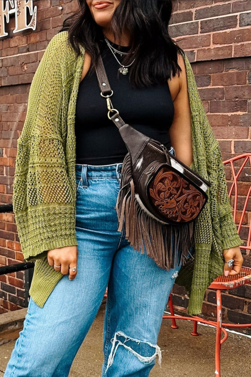 Oversized Spinach Green Knit Cardigan